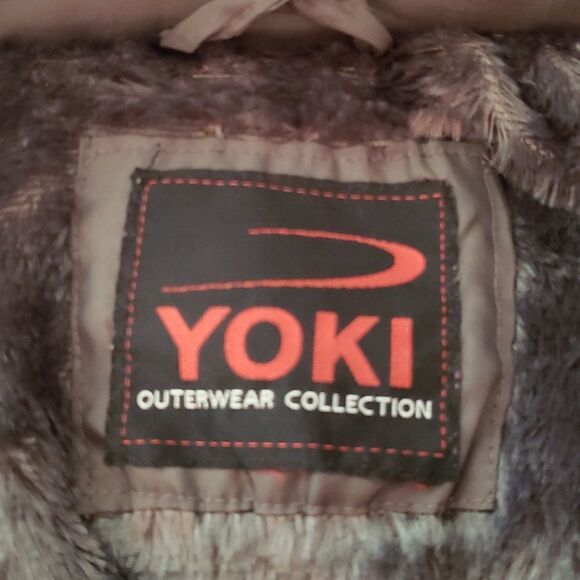 EUC Yoki Brand Olive Colored Faux Fur Lined Quilted Hooded Coat Jacket Sz L - Picture 6 of 7